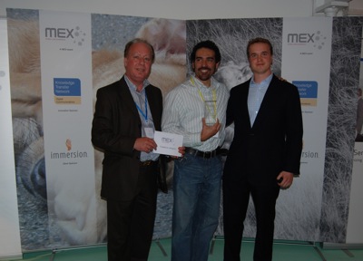 Terry Warmbier, Director of Business Developer, Immersion Corporation (Sponsor); Kai Brunner, designer of BlazeBroker (Winner); Marek Pawlowski, Founder of MEX (Organiser & Host)